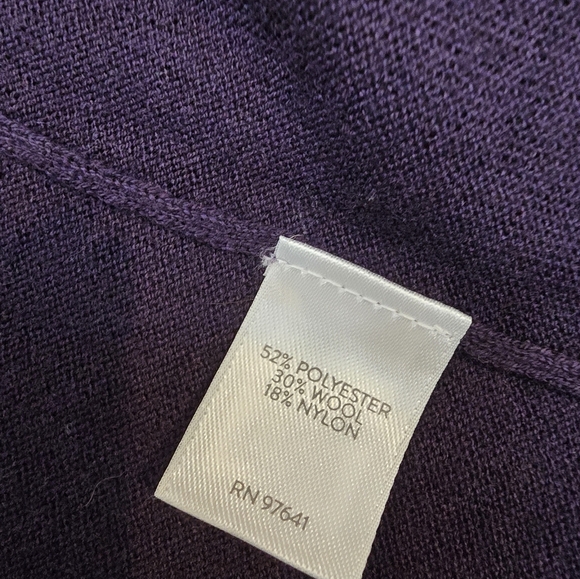 J Jill Long Cardigan V-Neck Sweater  EGGPLANT PURPLE 3 Button Wool Blend Xl - Picture 12 of 12